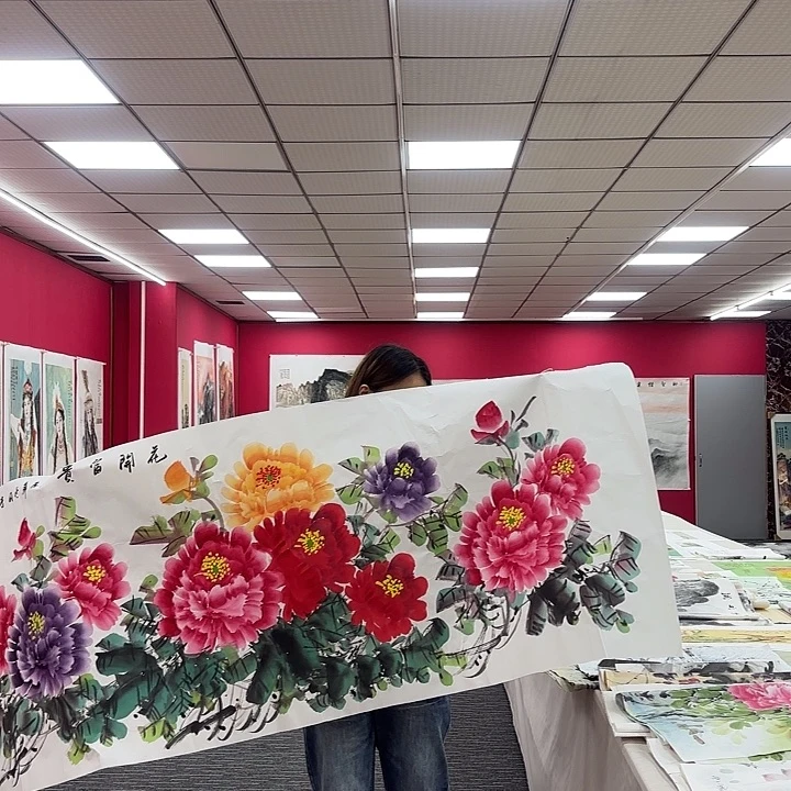 国画小六尺牡丹图