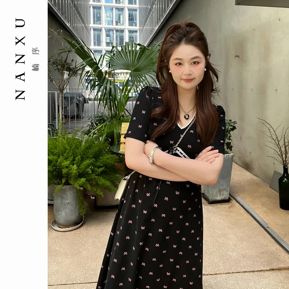 楠序【花开半夏】源子微胖女装 2025年夏装新休闲显瘦连衣裙YZ36002