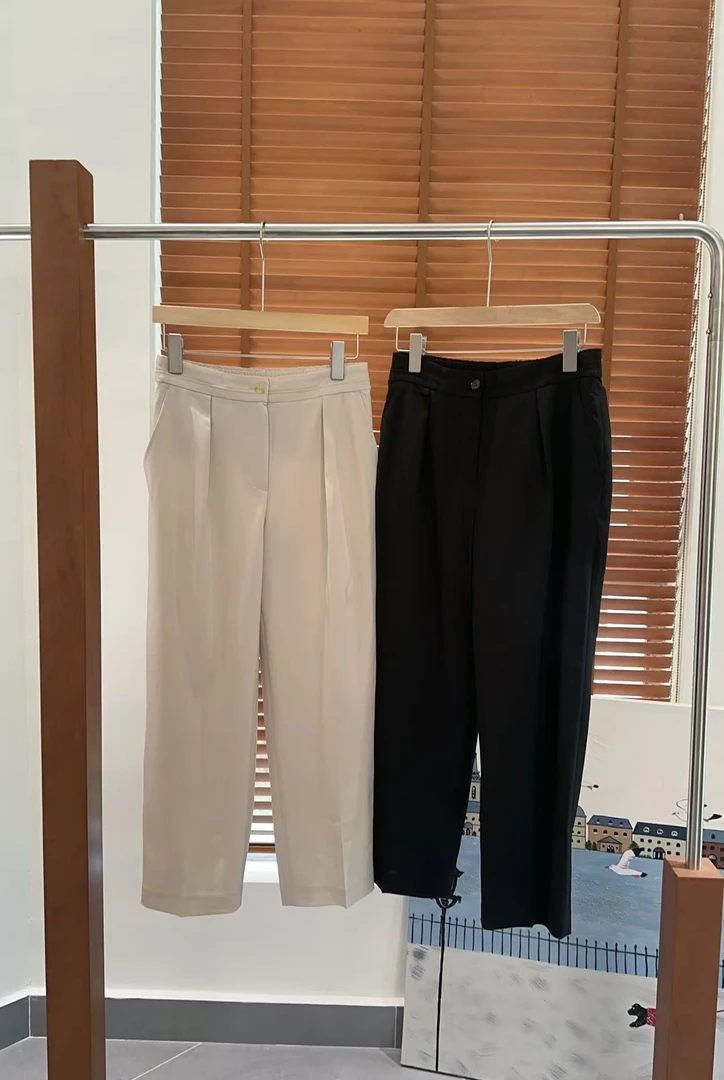 SS251371 G cut夏季弹力腰修身直筒西裤