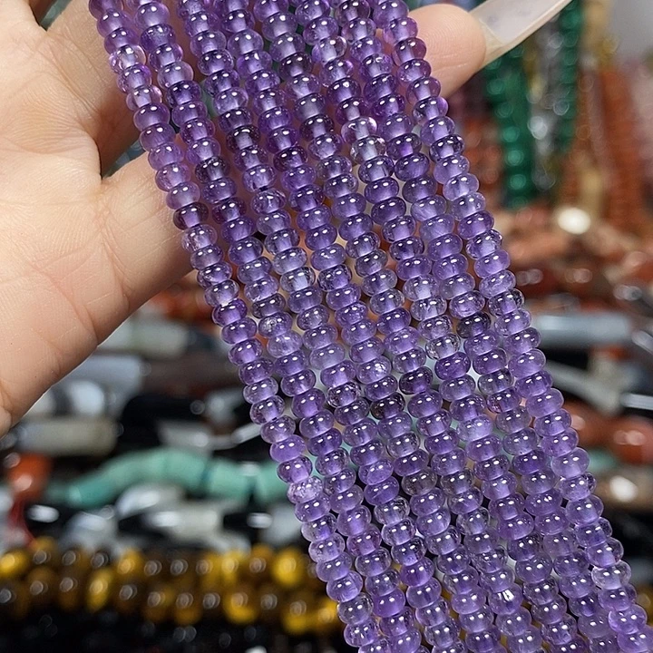 玛瑙/玉髓未镶嵌珠宝半成品天然紫水晶卡4*2mm一条