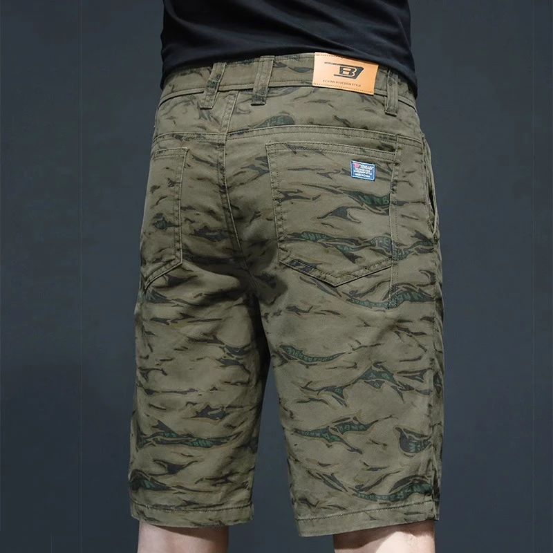 One What迷彩休闲短裤男五分中裤夏季2025新款系皮带男士裤子夏天