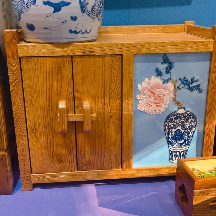 加大款瓷板画艺术作品孤品特价牡丹田园柜子