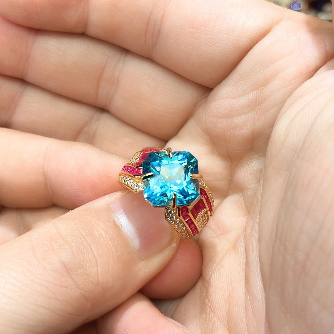 银S925镶嵌托帕石戒指