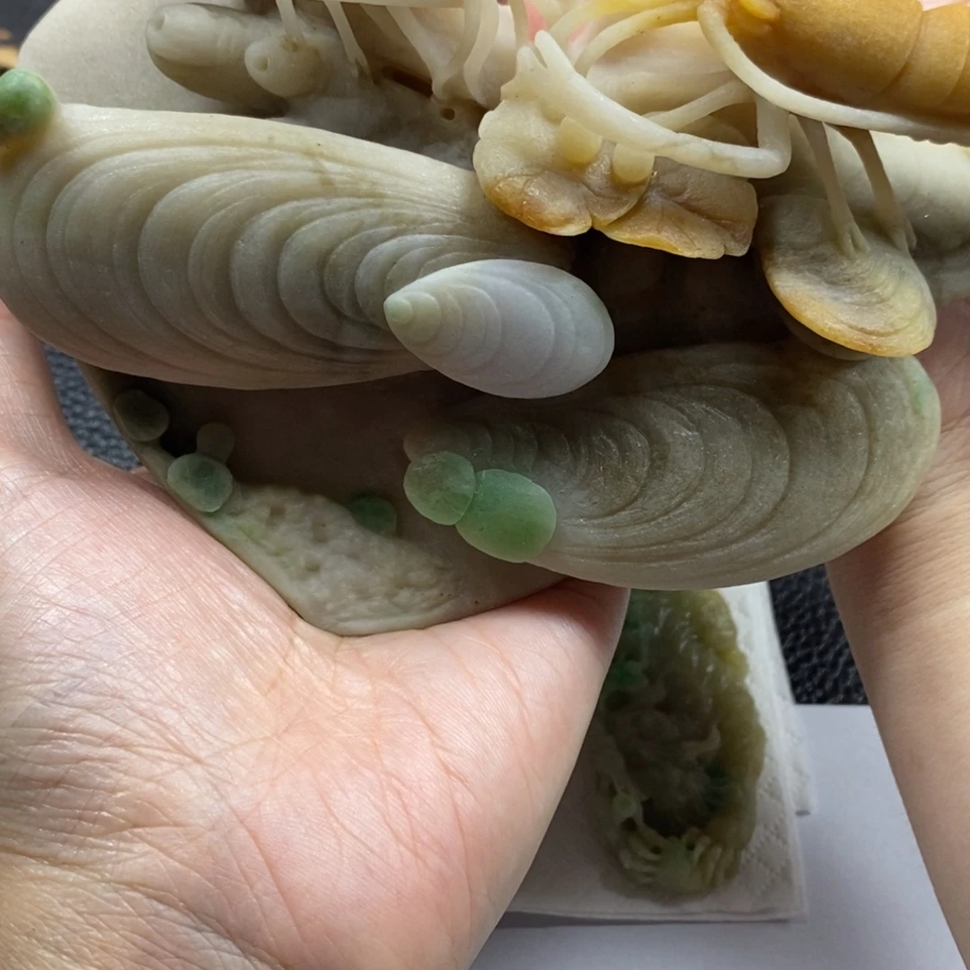 阿***铺未镶嵌定制翡翠画虾