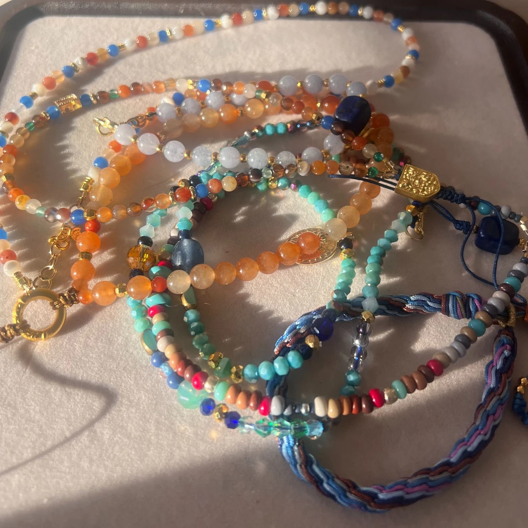 铜合金石英石手链 敦煌配色285系列手链手工编绳