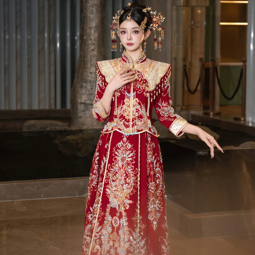 小个子秀禾服2025新款新娘婚服中式嫁衣重工气质敬酒服出阁服1079