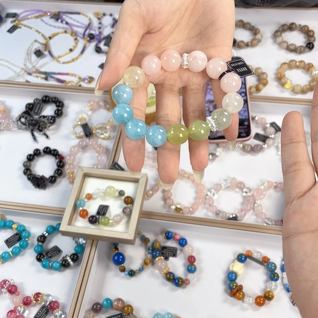 水晶手链银S925镀金镶嵌