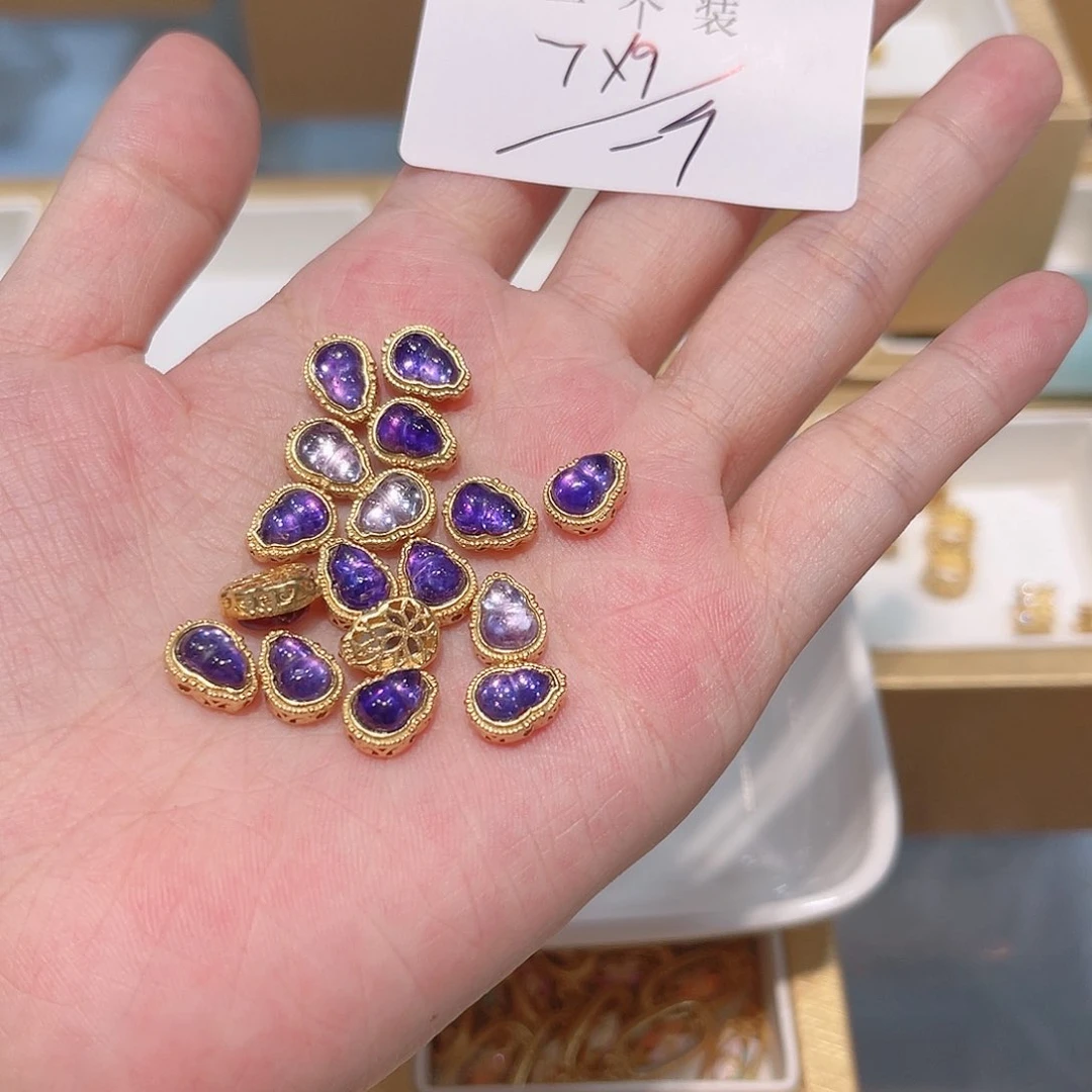 水晶珠宝半成品银S925镀金镶嵌39 。