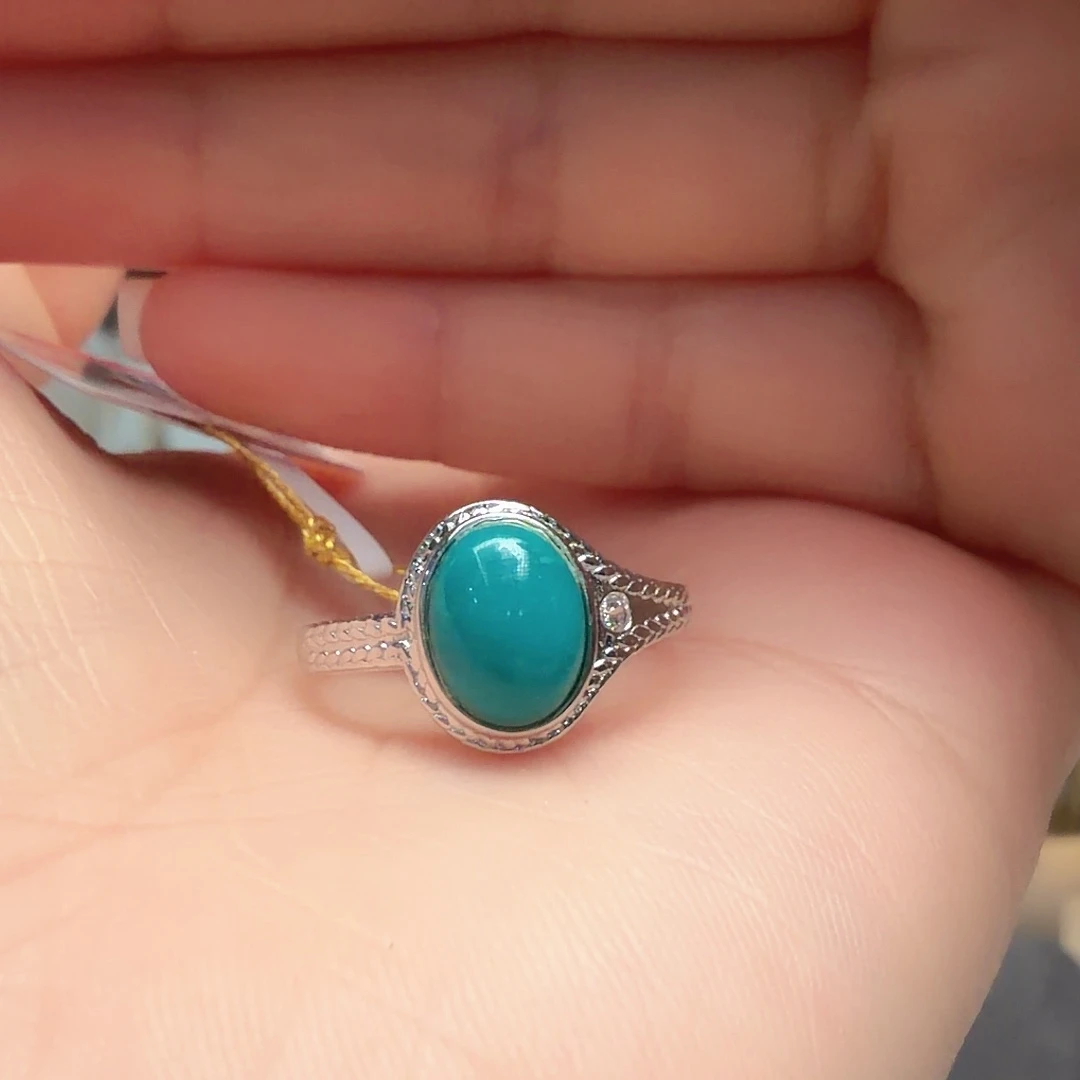 绿松石银S925镶嵌戒指