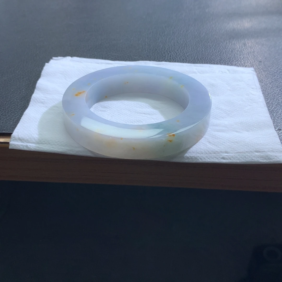 定制翡翠未镶嵌翡翠手镯枫叶红洒金桂花糕