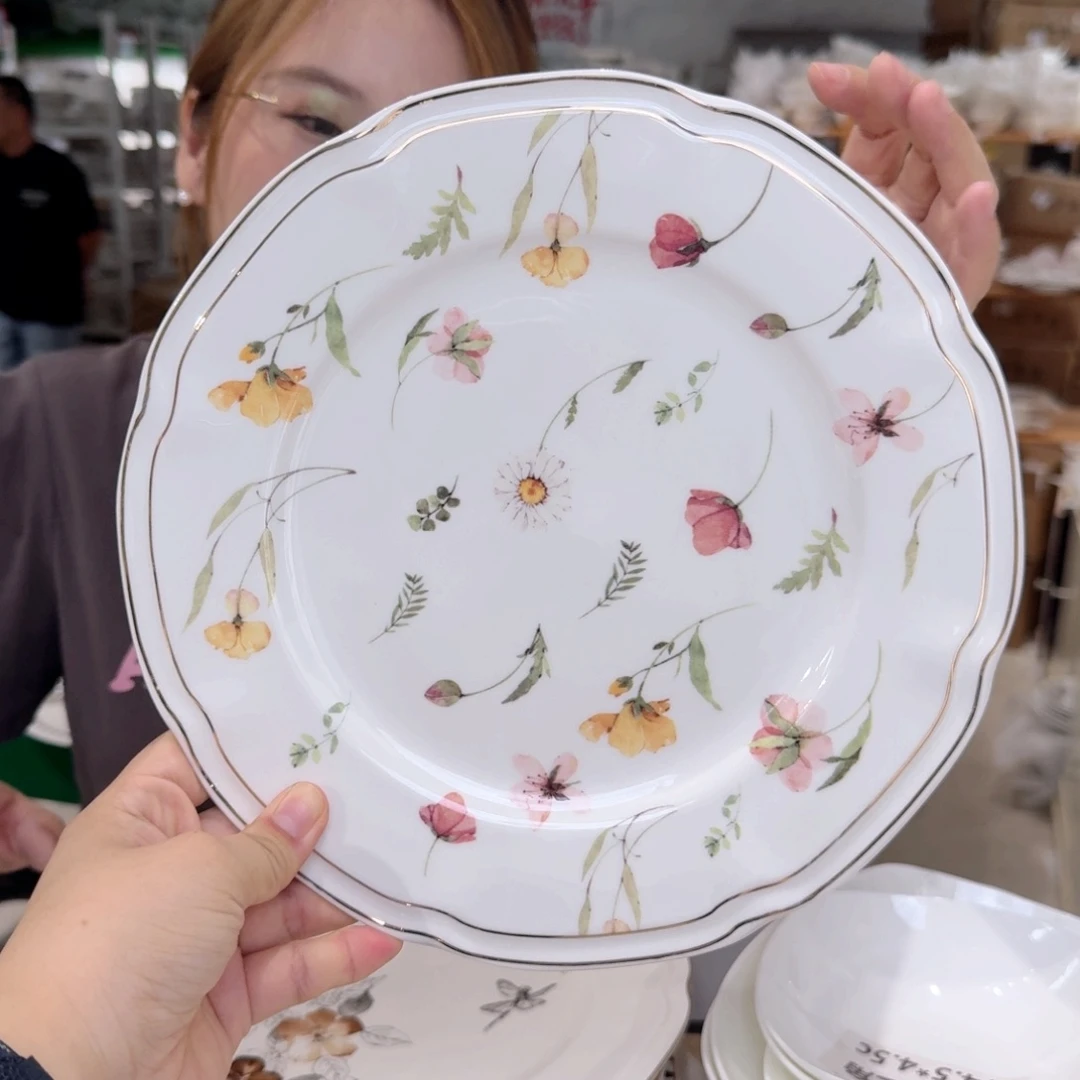 骨瓷10.5英寸平盘27厘米2个外贸骨瓷微瑕