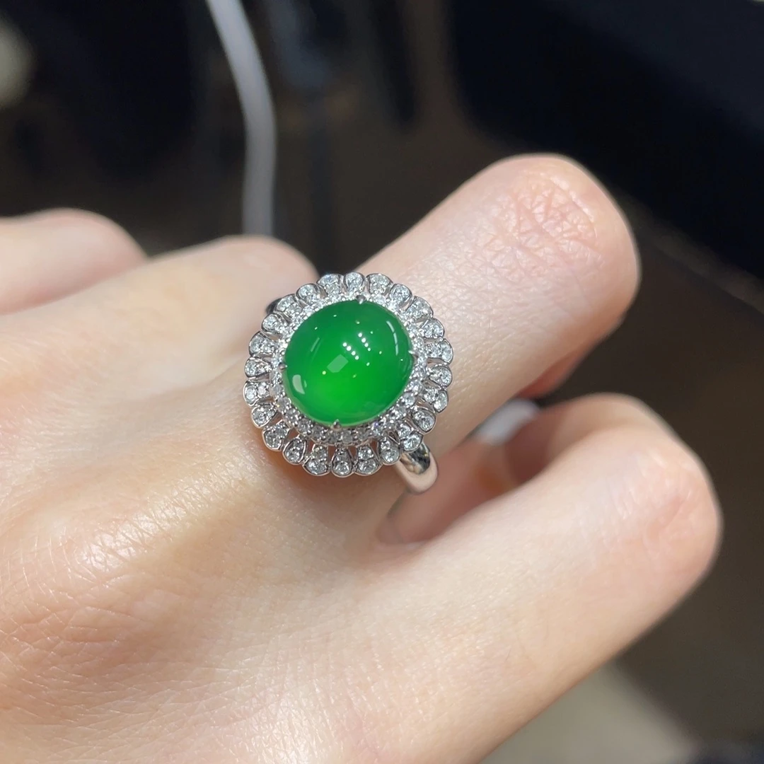 翡翠颈饰18K金镶嵌天然缅甸翡翠a货