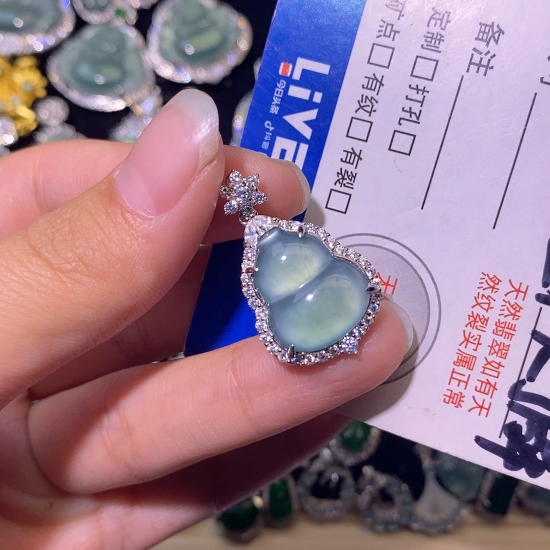 翡翠银S925镶嵌颈饰天然
