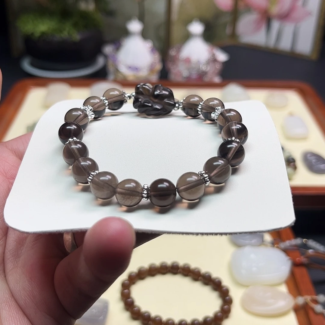 烟晶手链未镶嵌水晶手串