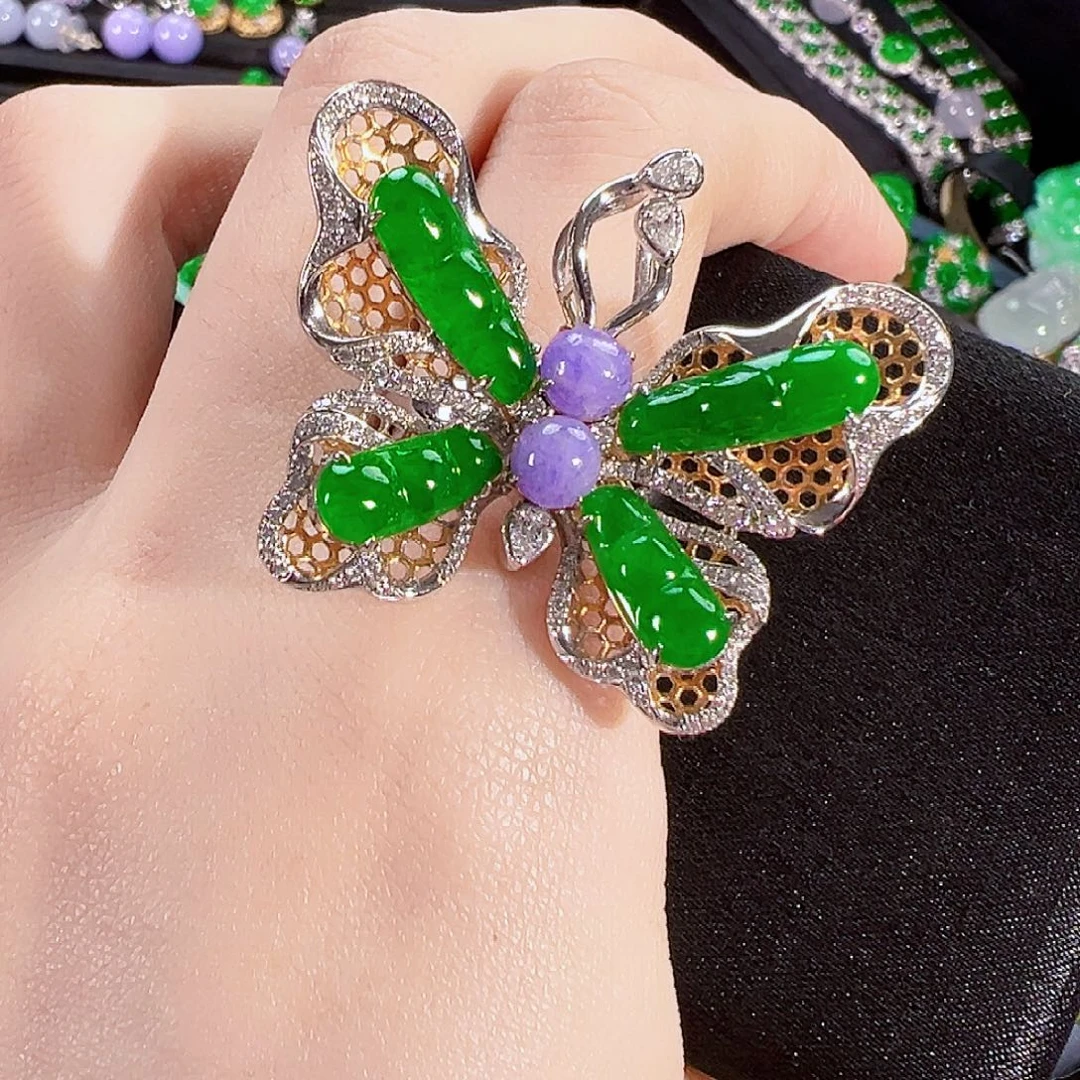 翡翠18K金镶嵌耳饰签收后24小时鉴赏期