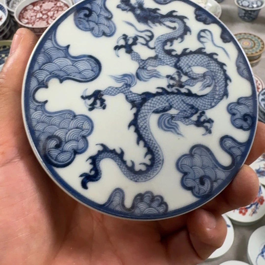 摆件青花穿云龙盖置