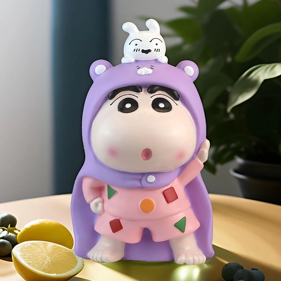 34cm大号紫色蜡笔小新搪胶摆件男女朋友节日生日送礼物手办存钱罐