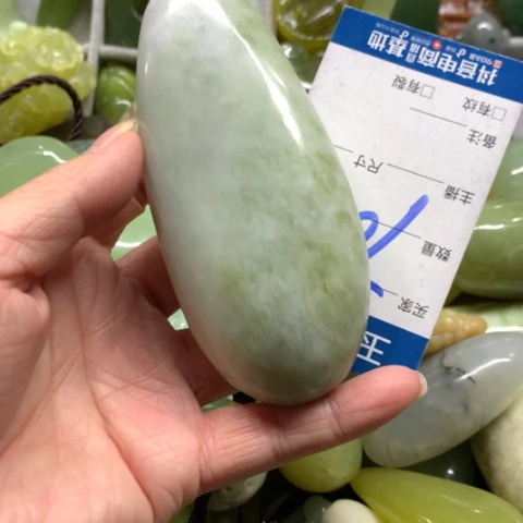 蒲***哥蛇纹石玉未镶嵌手把件