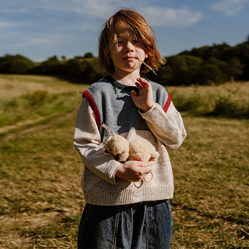 LELEJOVE北欧风25秋儿童羊毛混纺针织套头马甲拼色坎肩5AW3C243