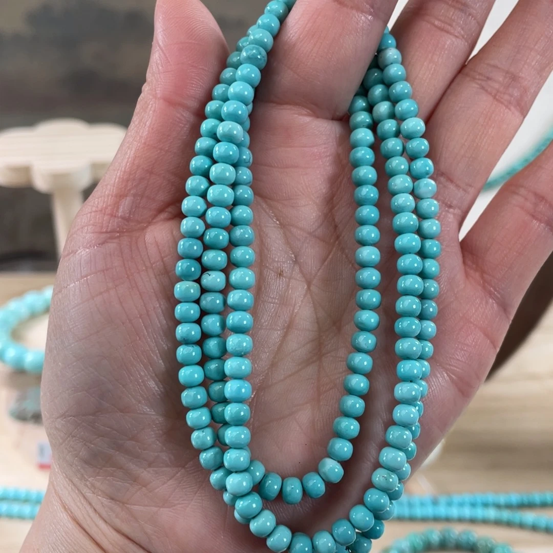 绿松石未镶嵌套链4.5精品蓝绿色108