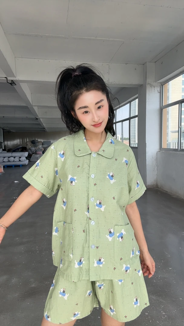 短袖短裤套装 2025夏季【全棉双层棉纱】家居服睡衣轻薄透气可爱