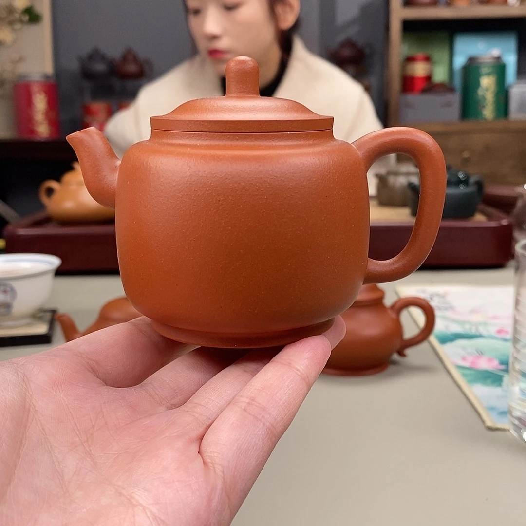 茶壶紫砂生砂朱泥半手墨林160cc