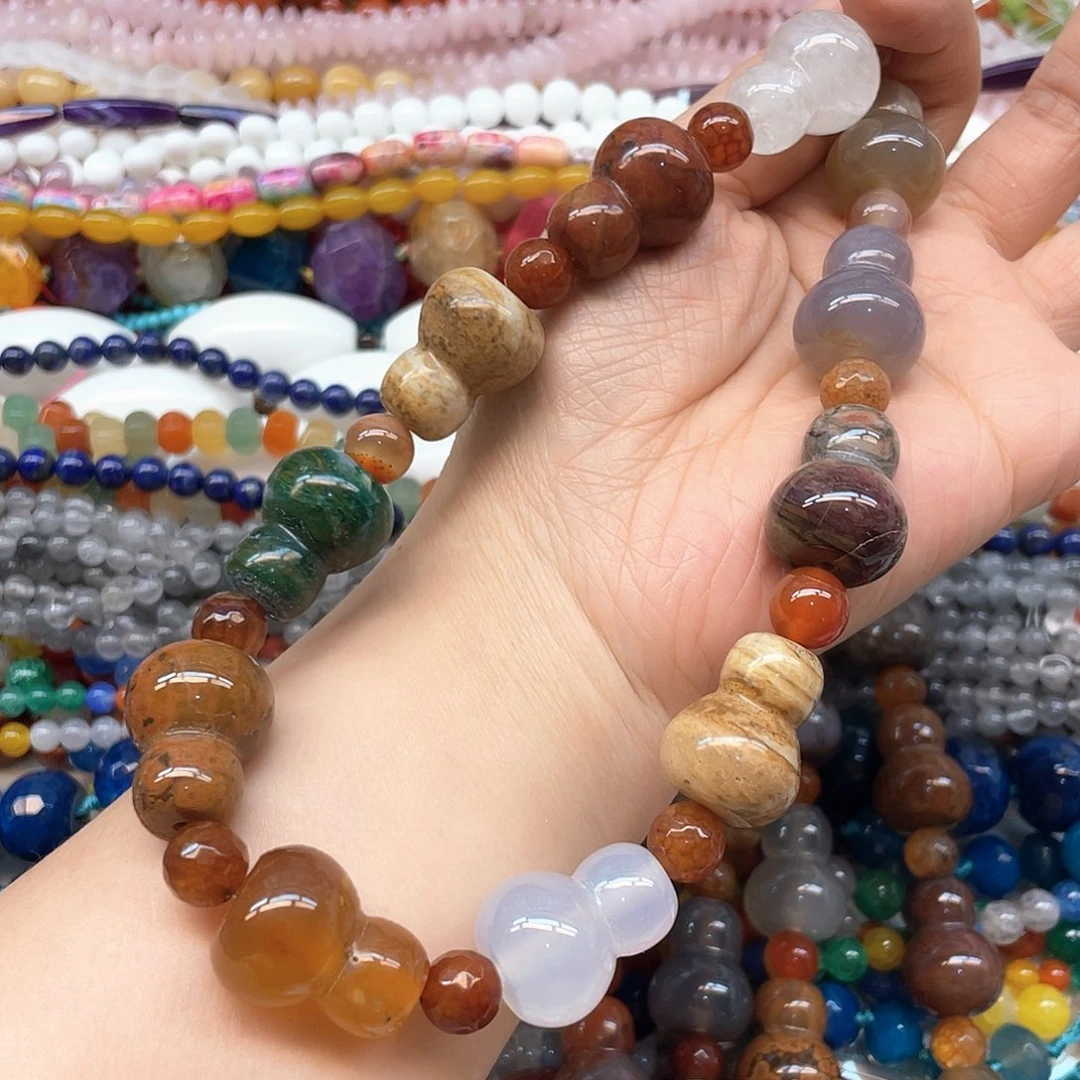 玛瑙/玉髓合金珠宝半成品多宝老矿葫芦卡19/25一条