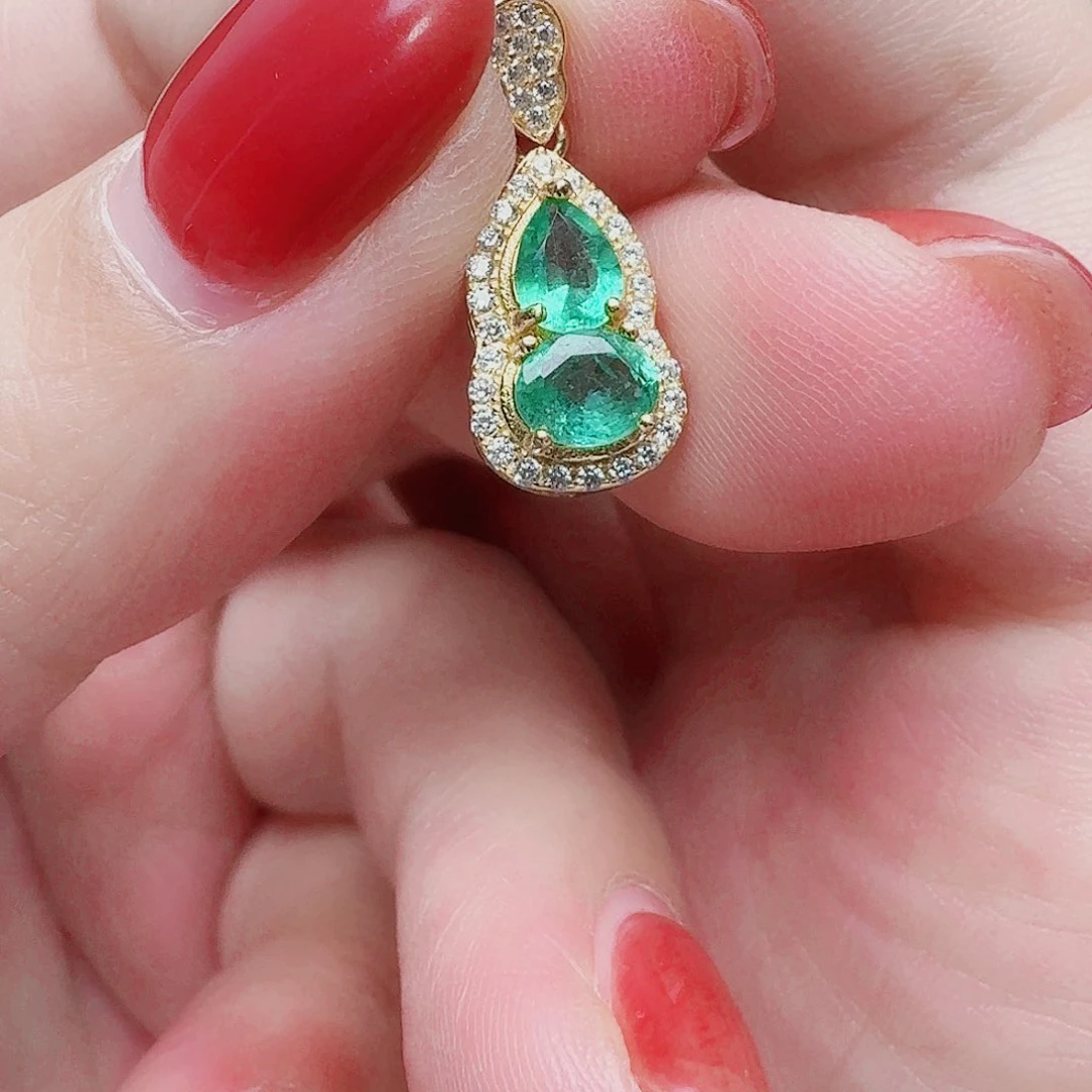 银S925镶嵌吊坠(不含链)祖母绿