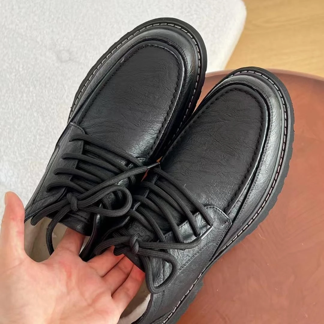 皮鞋男士2025秋冬季新款潮流商务休闲鞋子黑色百搭真皮马丁靴男鞋