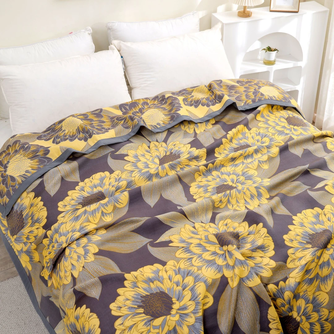 M【金菊映秋】240*250cm 可铺可盖高奢驼绒蛋白毯