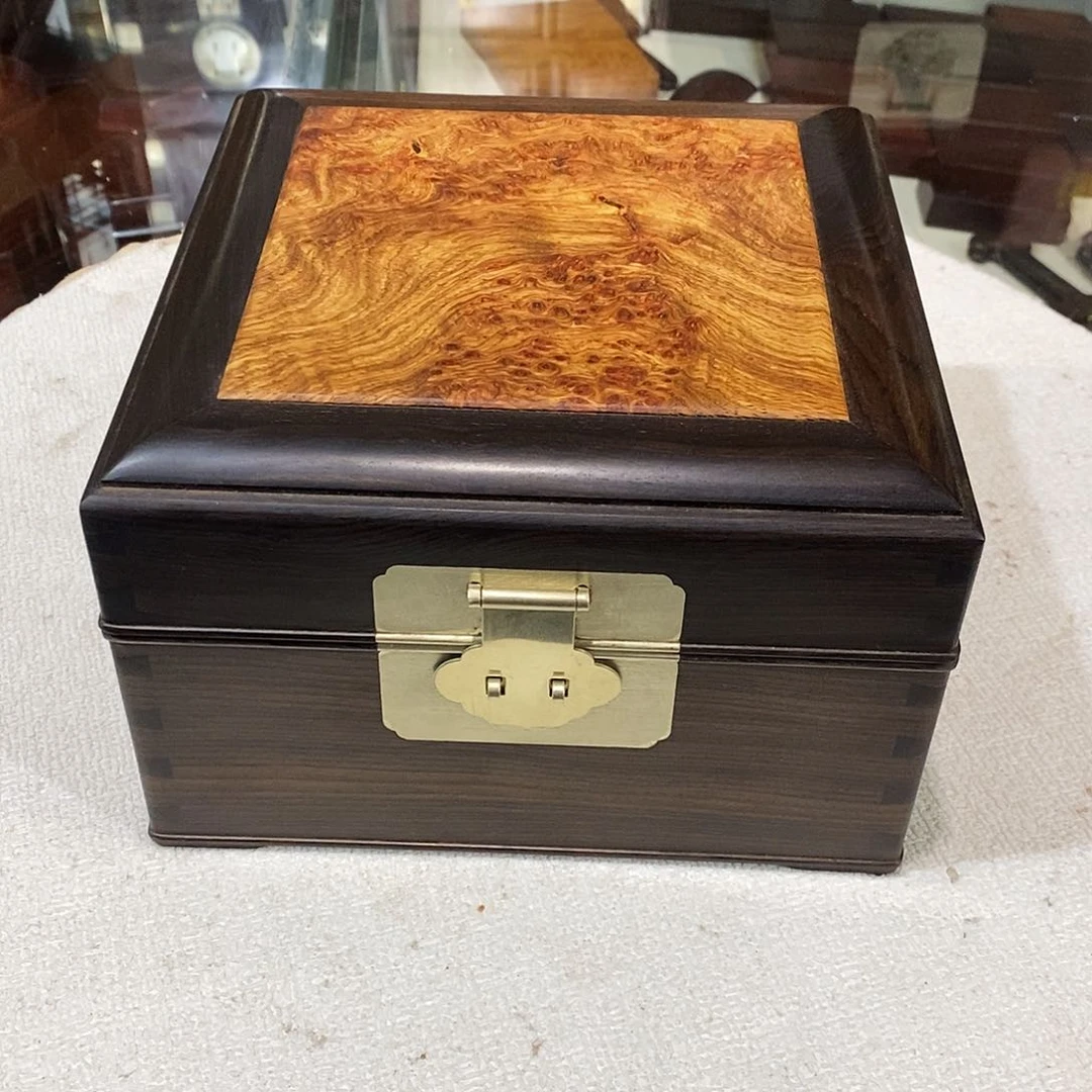 东非黑黄檀（紫光檀）独板首饰盒20/20/12.5