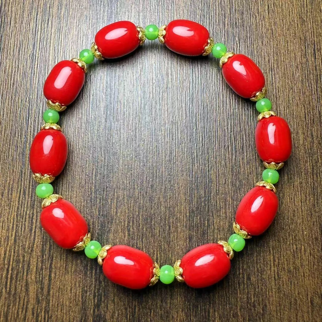 夏老师【珍藏精品】血胆金莲手链C97