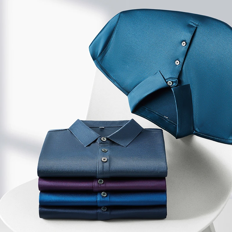 男装夏季翻领半袖透气T恤男士中年中青年1-100