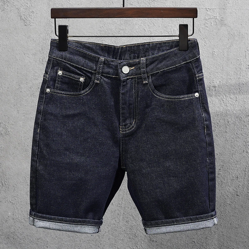 原色水洗牛仔短裤男2025夏季新款简约百搭薄款痞帅修身小脚五分裤