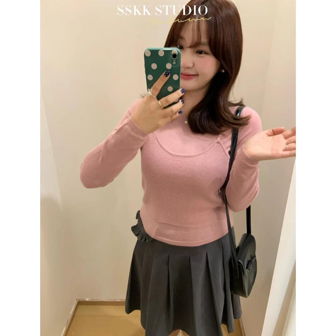 KMZY/KMZY山_山【博主调性】微胖复古气质花边系带小包百褶裙中裙女