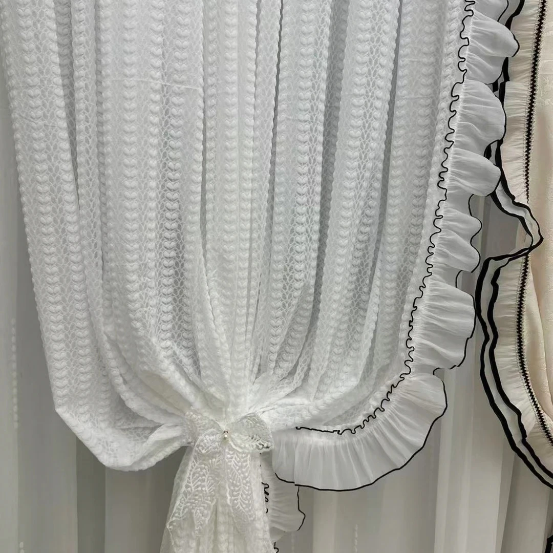 爱心浮雕纱帘 （黑色单花边 不含挂钩）