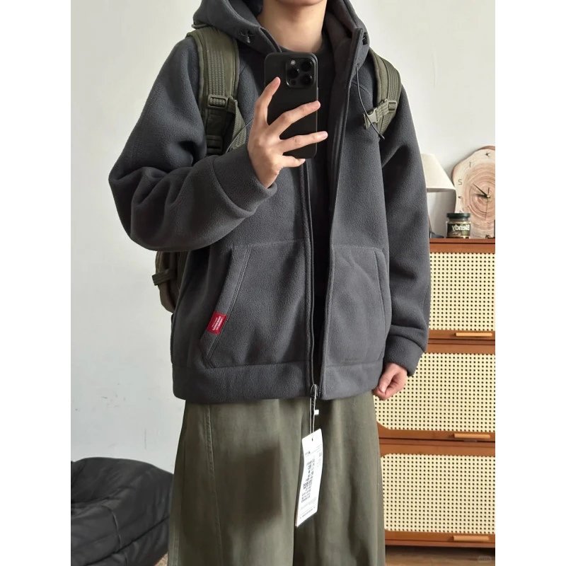 GS02摇粒绒连帽卫衣男外套加绒加厚秋冬