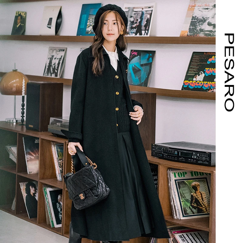 PESARO蕙玲女装时尚复古对称合褶长裙