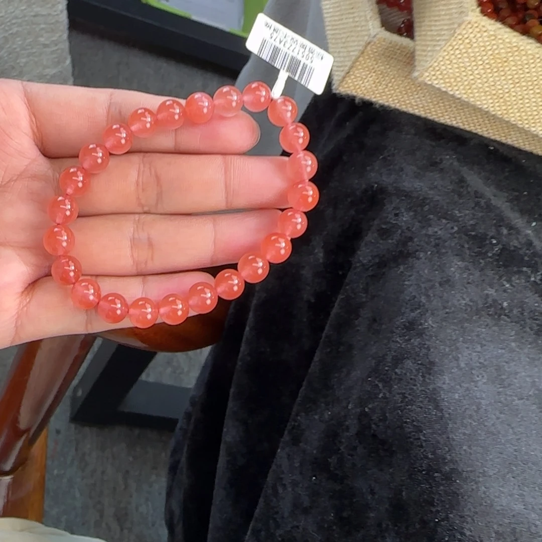 南红玛瑙手串未镶嵌原矿无优化西山杨柳7mm单圈