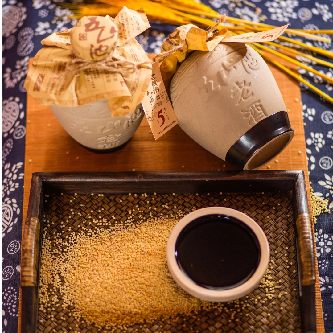 五山池5年老黄酒2坛礼盒装12度古法纯粮山泉水小缸酿造三伏养生