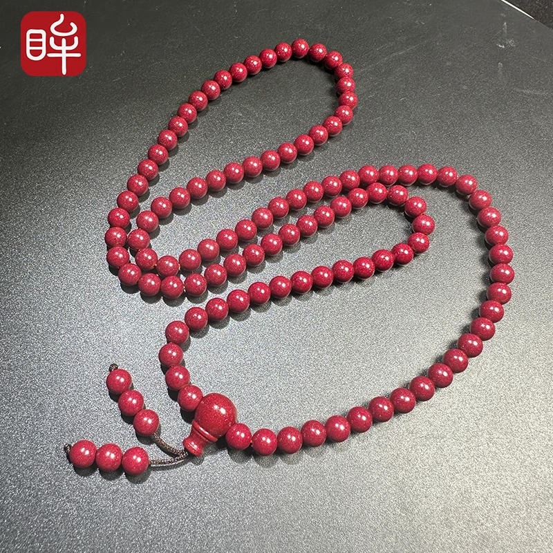 印象眸 含辰砂工艺品朱砂6mm圆珠 108颗多圈手串 ND
