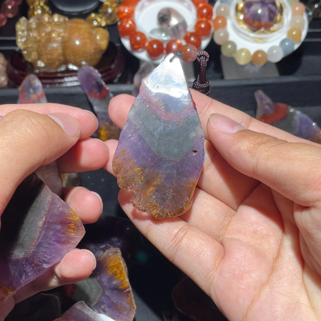 水晶未镶嵌吊坠(赠链)极光23原石吊坠