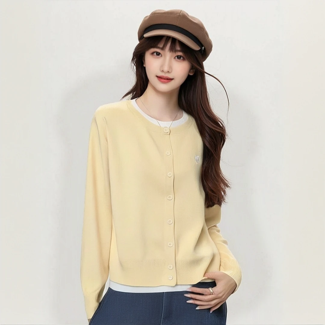 秋冬季百搭大码新款刺绣假两件针织衫女装遮肉显瘦长袖上衣6710#