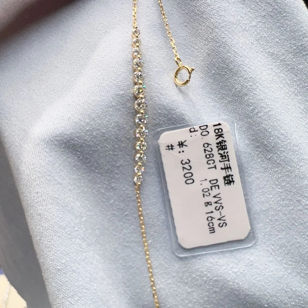 18K金镶嵌实验室培育钻石0.628ct K黄培育钻银河手链