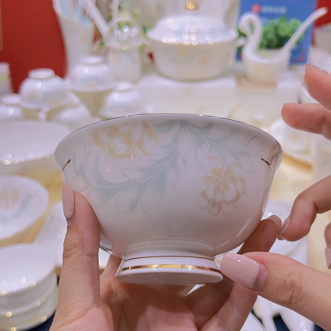 45%以上骨粉骨瓷清雅米饭碗30个送筷子