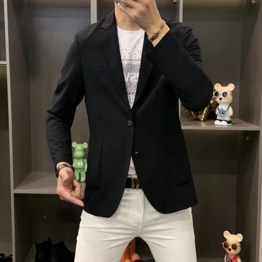 F-6532【高端定制】男士免烫熨无痕西服上装时尚百搭简约潮流