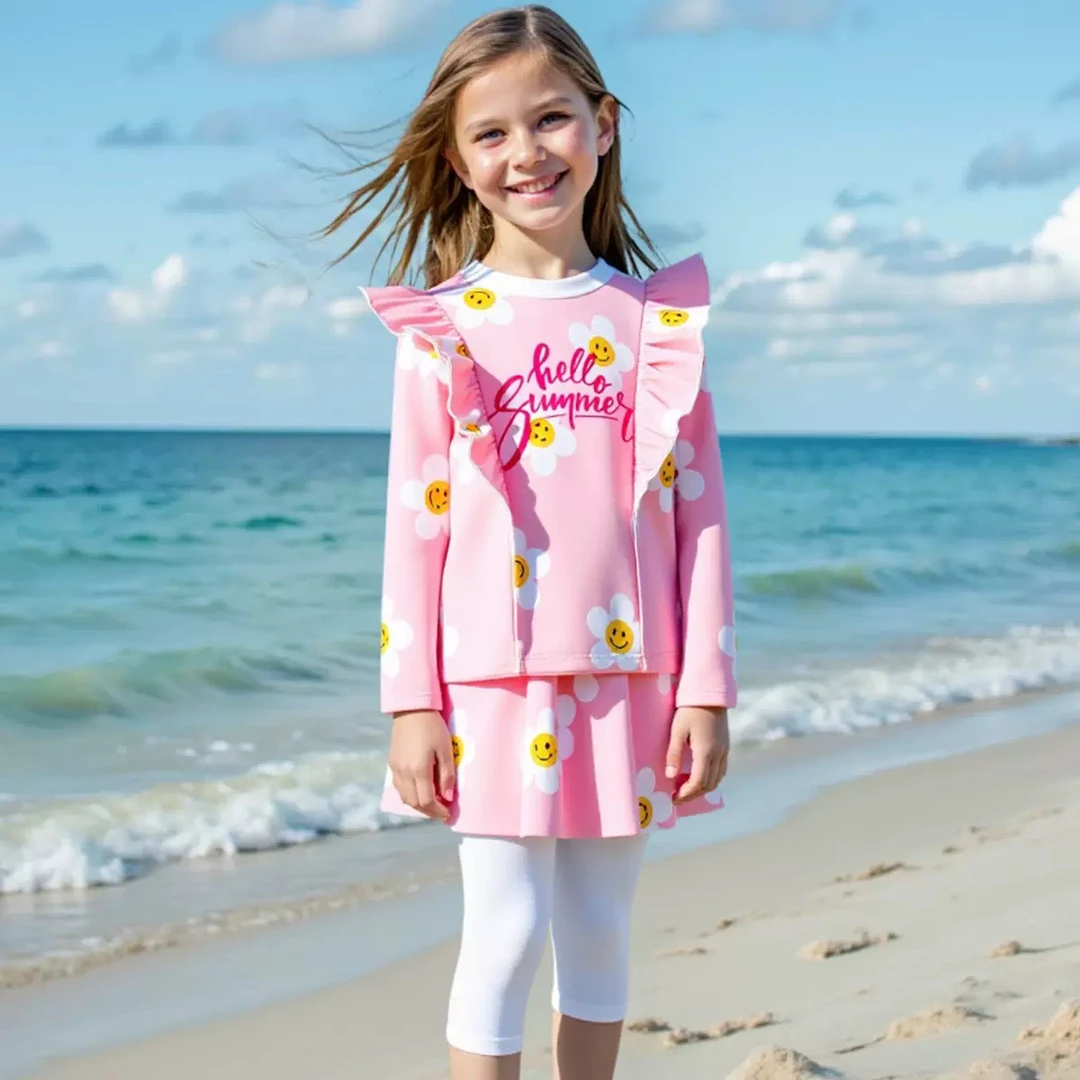 儿童泳装泳衣女孩分体长袖2025新款防晒速干