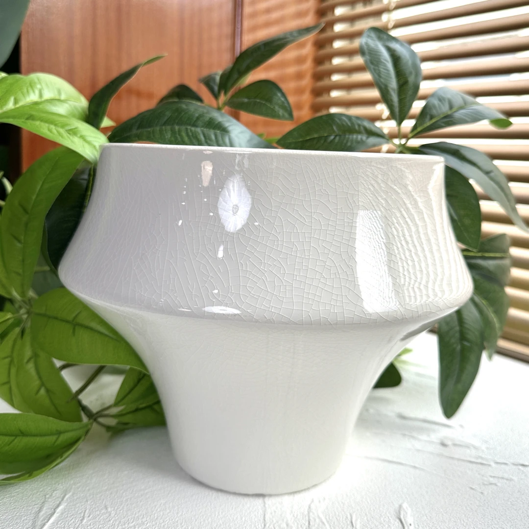 C108口22高22简约透气冰裂花盆适合蝴蝶兰多肉绿植室内家居装饰