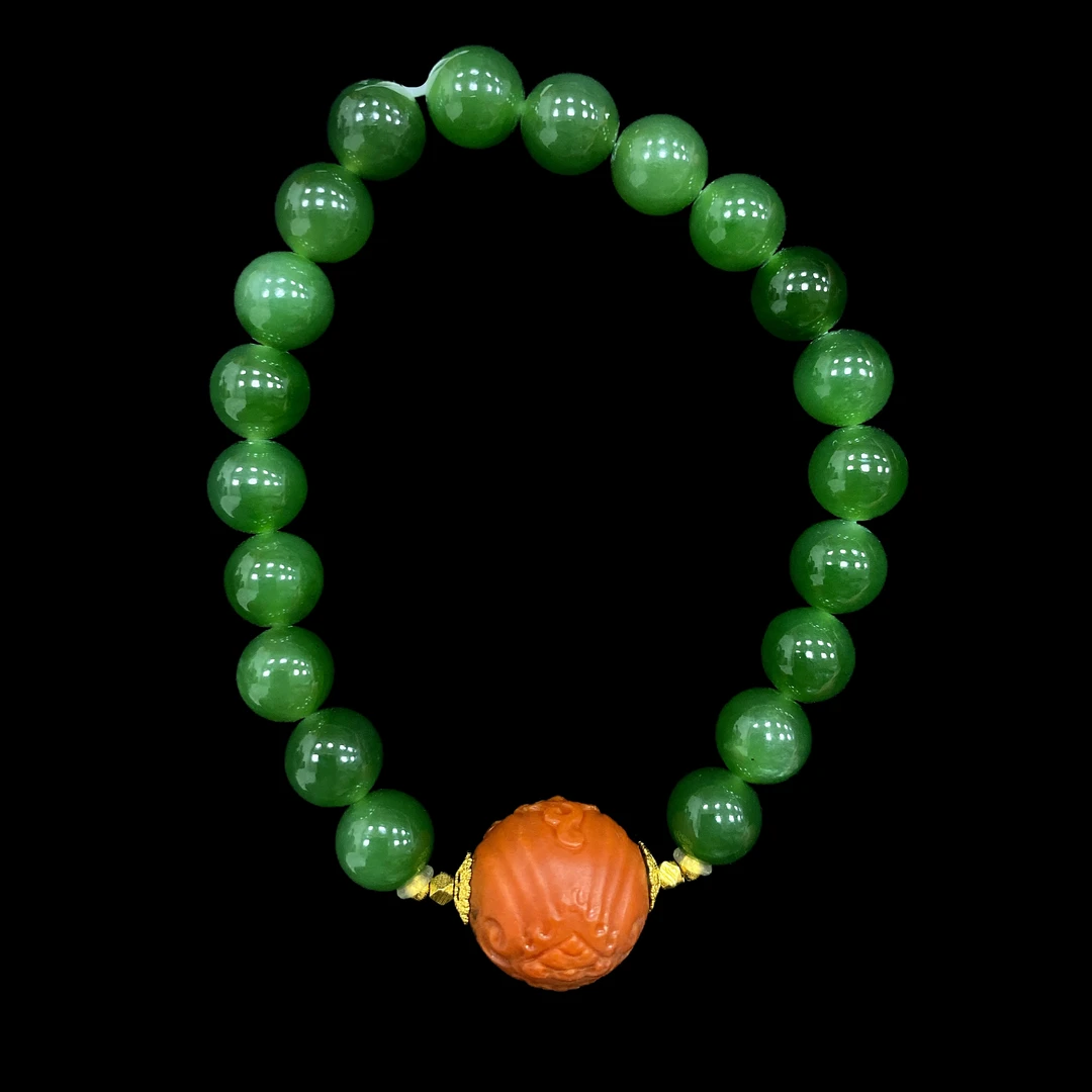 V8090 碧玉18K手串孤品