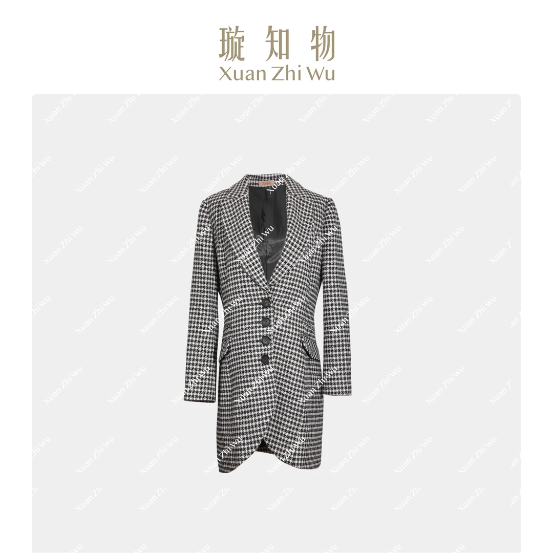 英式西服西装气质时尚休闲女士千鸟格王璇原创设计